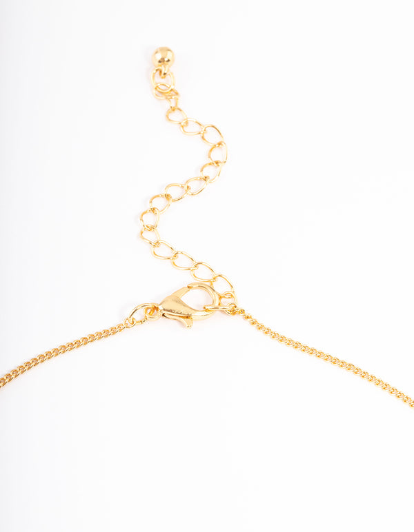 Gold Plated Aquarius Necklace with Cubic Zirconia Pendant