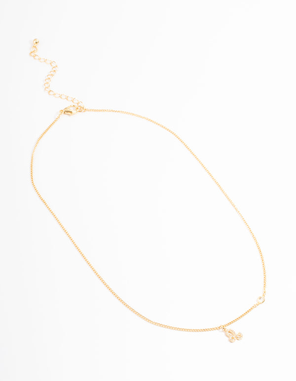 Gold Plated Leo Necklace with Cubic Zirconia Pendant