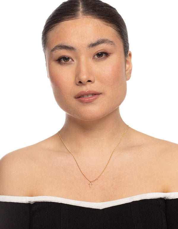 Gold Plated Aries Necklace with Cubic Zirconia Pendant