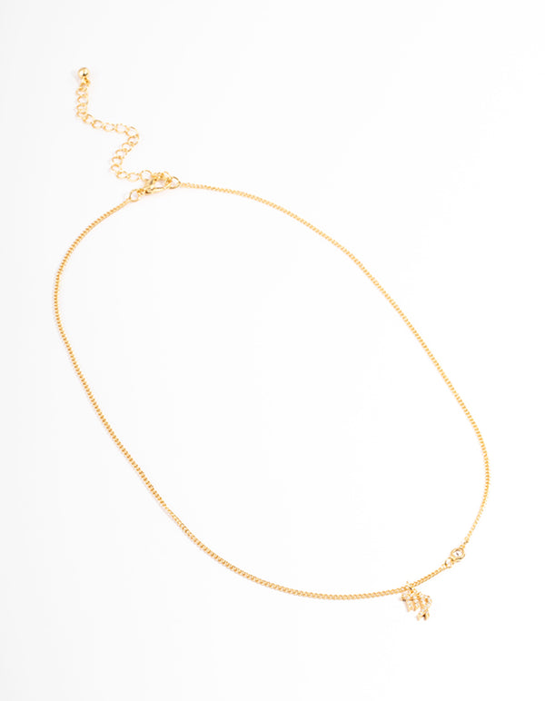 Gold Plated Virgo Necklace with Cubic Zirconia Pendant