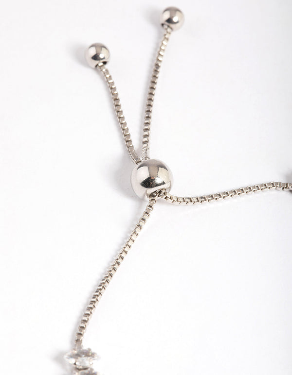 Silver Cubic Zirconia Stone Toggle Tennis Bracelet