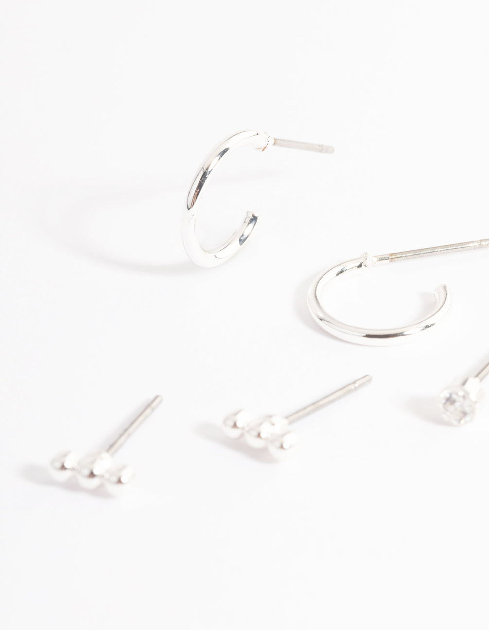 Silver Diamante Stud & Huggie Pack