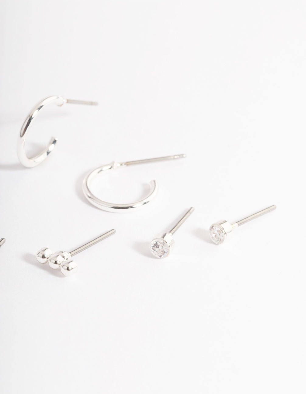 Silver Diamante Stud & Huggie Pack