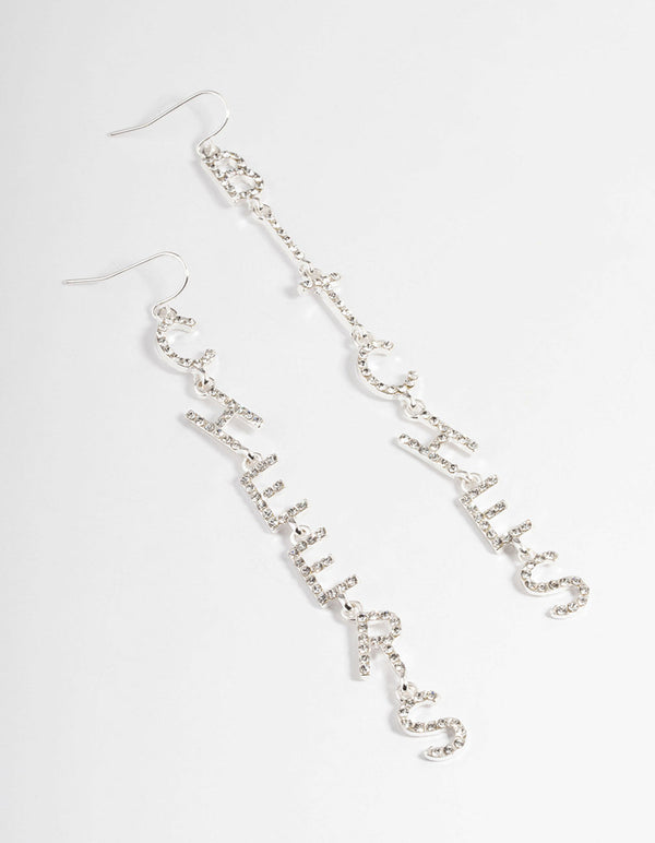 Silver Cheers B*tches Drop Earrings