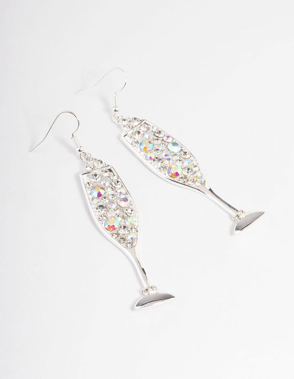 Silver Fizzy Champagne Drop Earrings