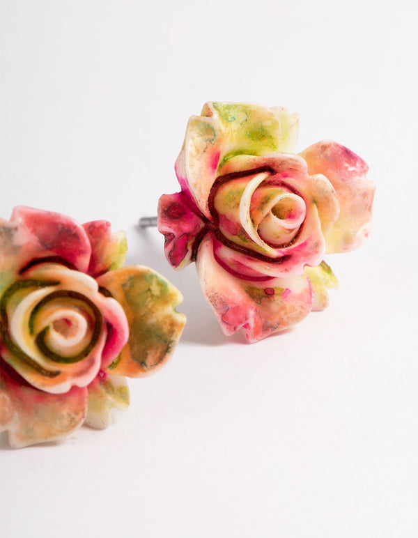 Large Rose Stud Earrings