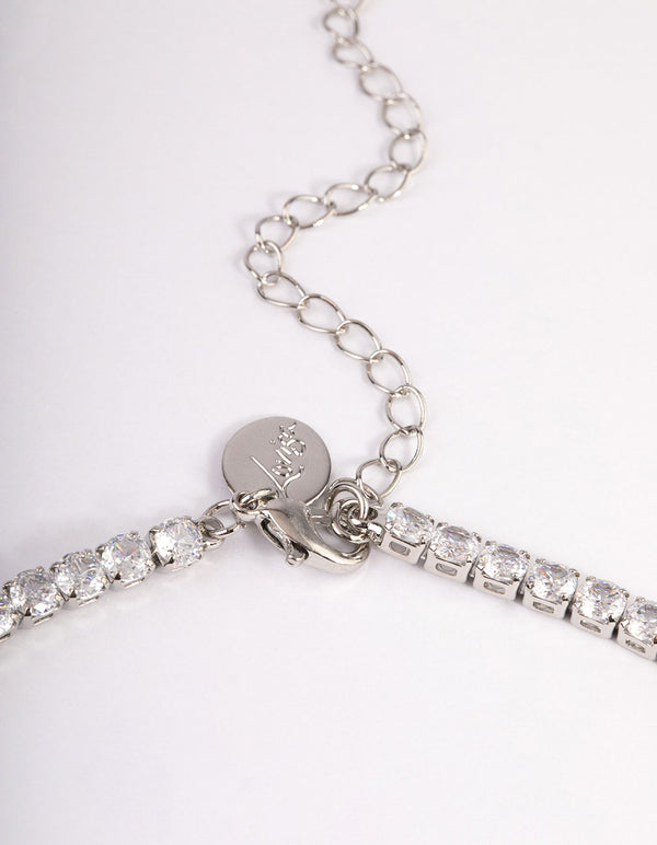 Silver Cubic Zirconia Thick Cupchain Y-Necklace