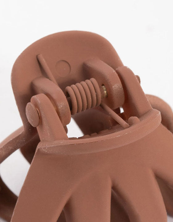 Brown Four Prong Mini Hair Claw Clip