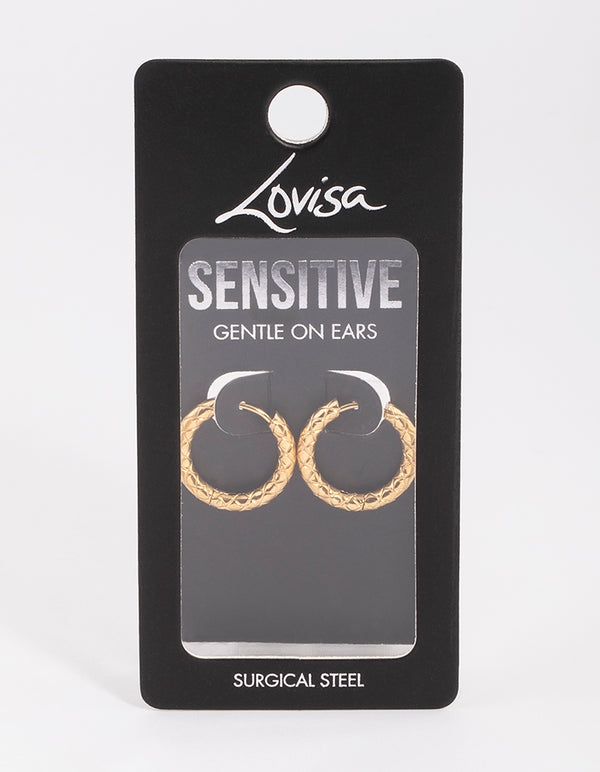 Gold Plated Surgical Steel Scaled Hoop Earrings