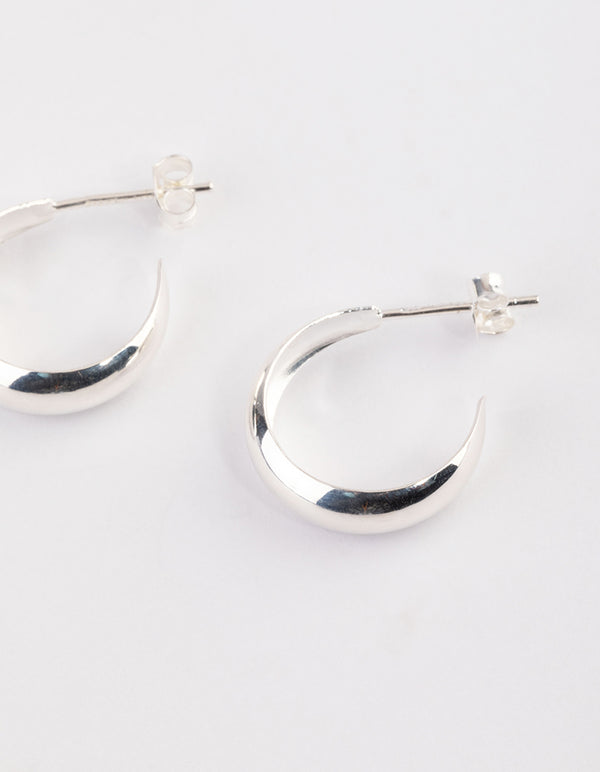 Sterling Silver Bevelled Polish Hoop Earrings