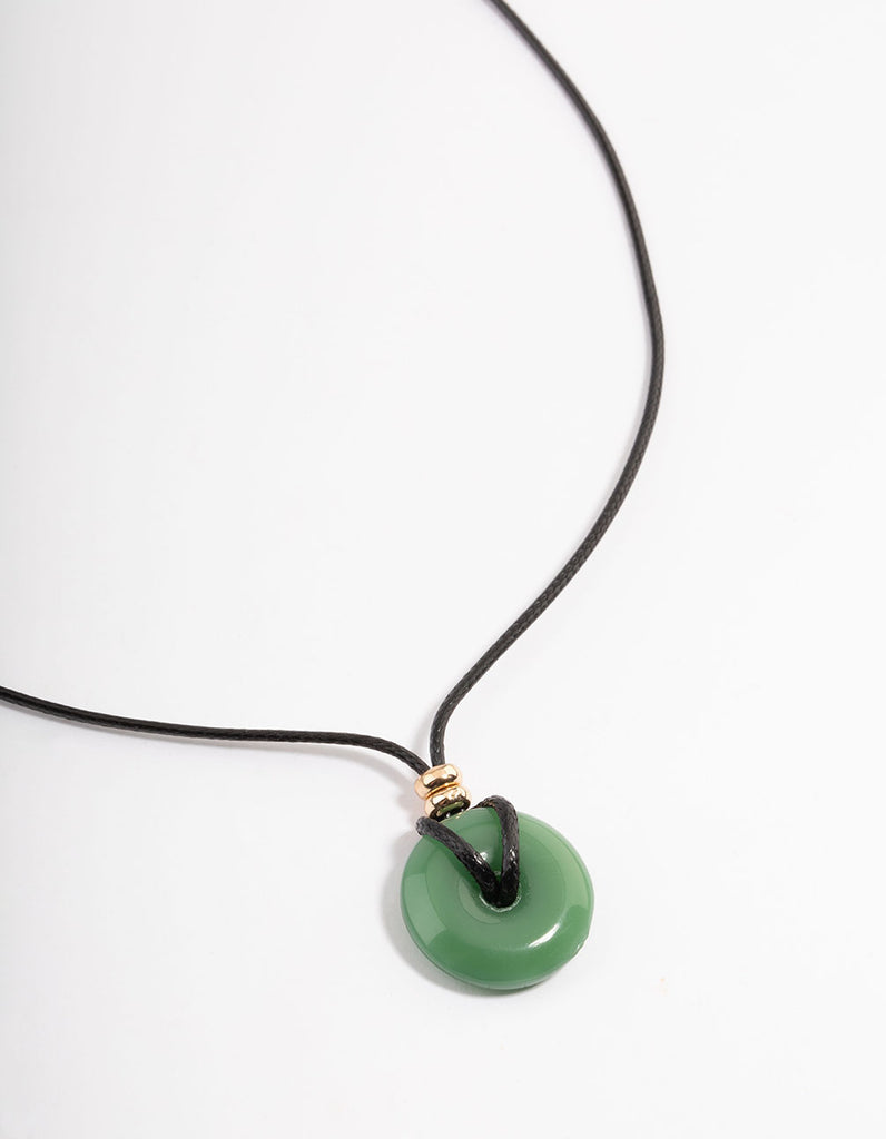 Gold Jade Donut Cord Necklace - Lovisa