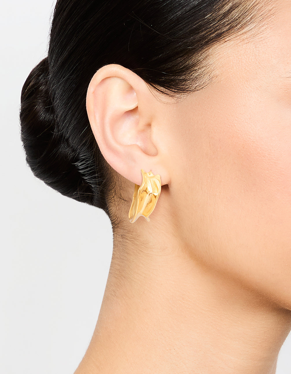 Waterproof Gold Plated Stainless Steel Medium Molten Hoop Earrings
