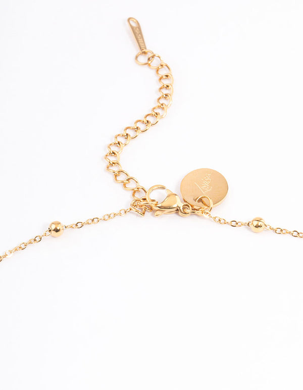 Waterproof Gold Plated Y Drop Ball Cross Necklace