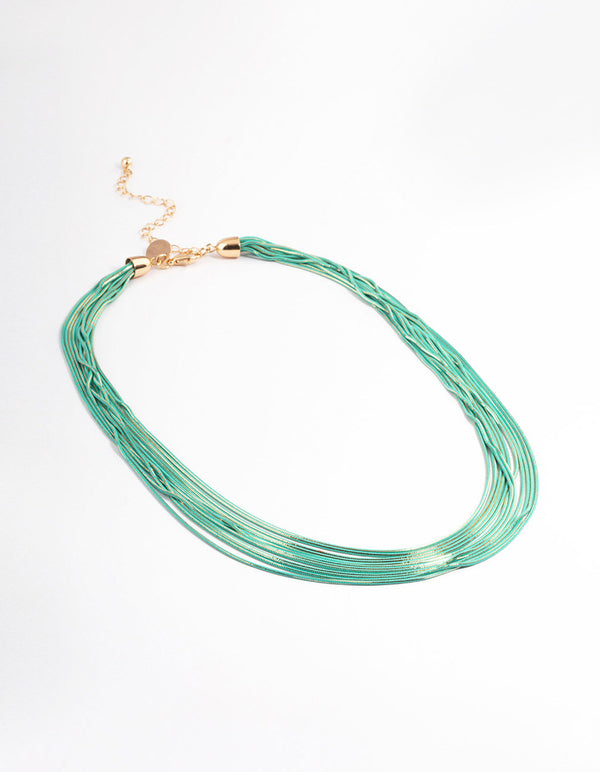 Gold Coated Snake Chain Multi-Row Necklace