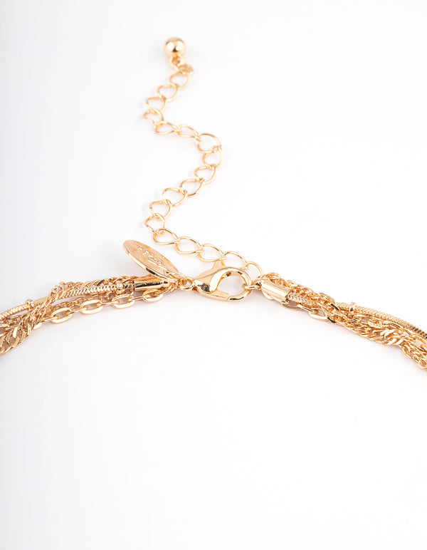 Gold Freshwater Pearl Layered Cross Necklace