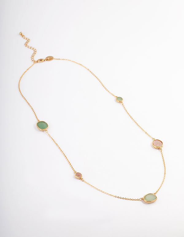 Gold Long Semi Precious Necklace