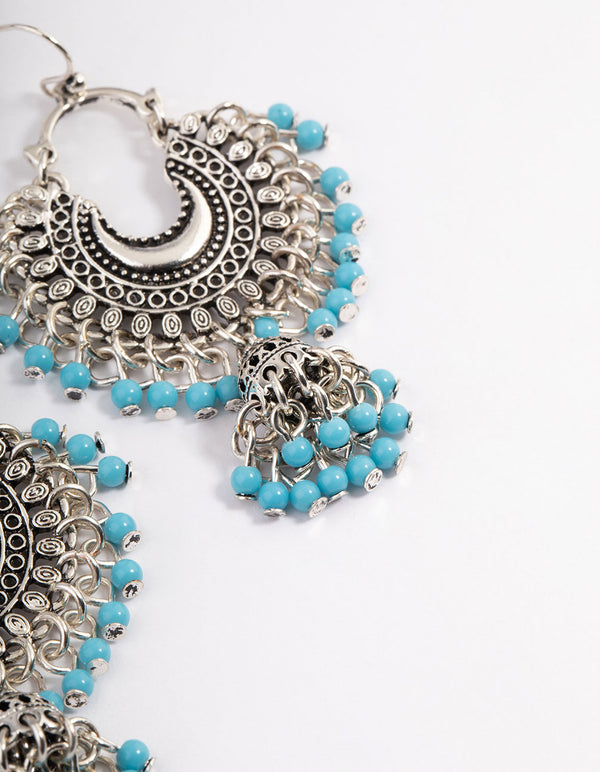 Antique Silver Mini Bead Drop Earrings
