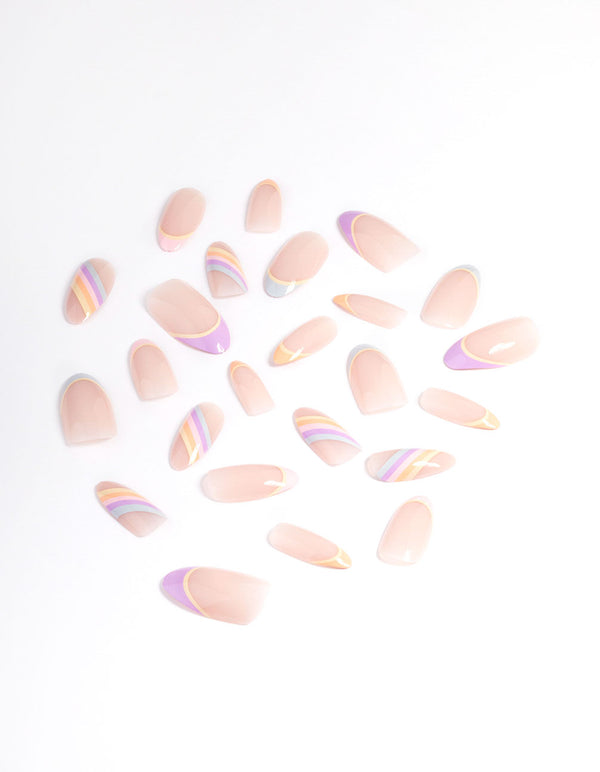 Plastic Multi Rainbow Press On Nails
