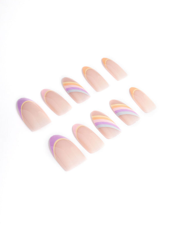 Plastic Multi Rainbow Press On Nails