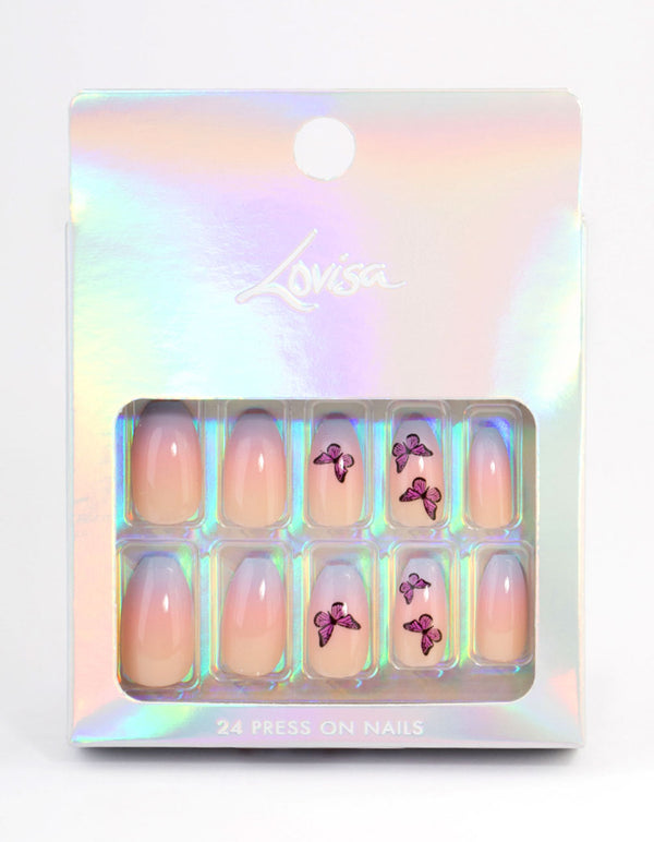 Plastic Butterfly Ombre Press On Nails