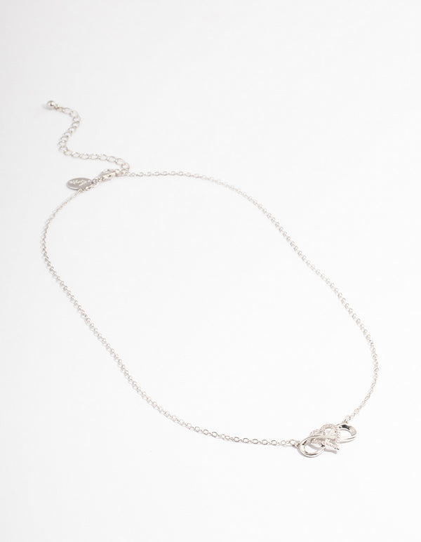 Silver Infinity Heart Diamante Necklace