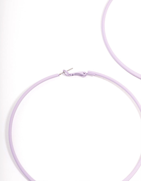 Purple Coated Felt Edge Hoop Earrings 9cm