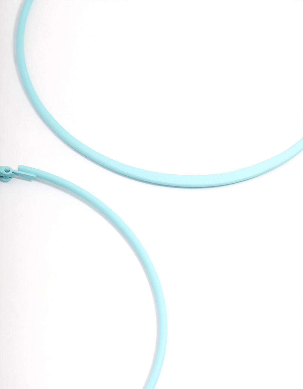 Blue Coated Felt Edge Hoop Earrings 9cm