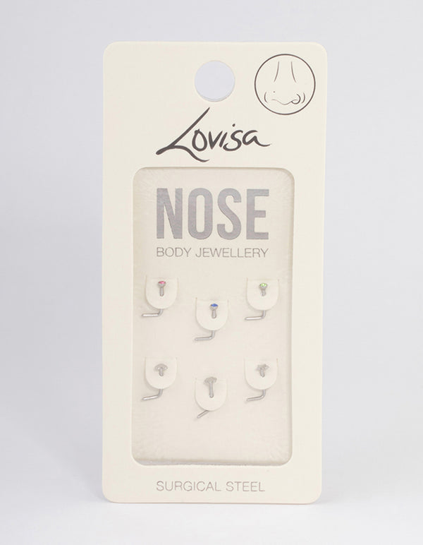 Surgical Steel Heart & Star Nose 6-Pack