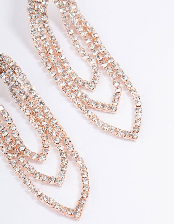 Rose Gold Mini Oval Cupchain Drop Earrings