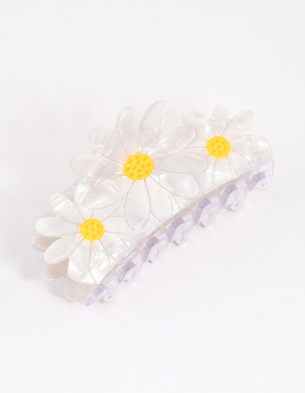 White Acrylic Triple Flower Hair Claw