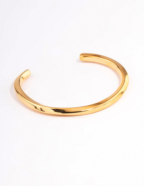 Waterproof Gold Plated Stainless Steel Subtle Twist Wrist Cuff