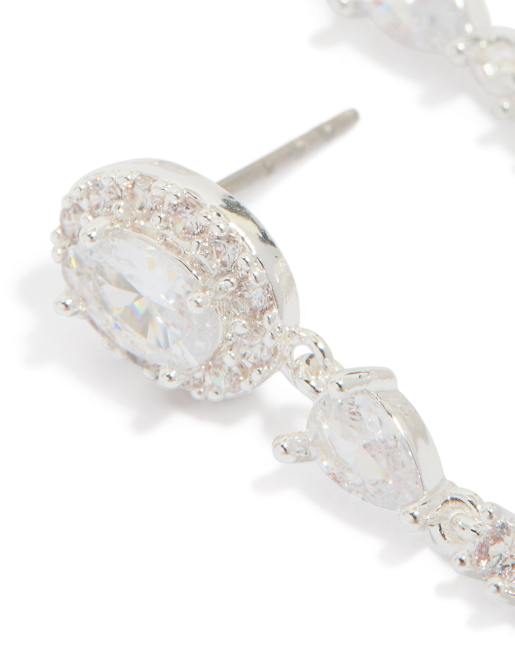Silver Plated Cubic Zirconia Halo Pearl Drop Earrings