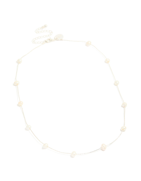 Silver Plated Freshwater Pearl Dotted Fine Necklace