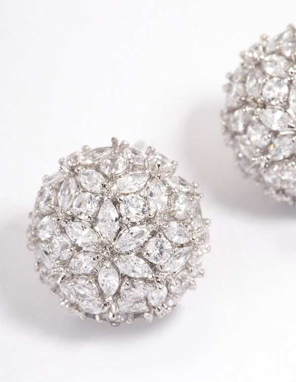 Silver Dome Sparkle Earrings