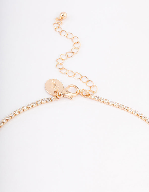 Gold Diamante Cupchain Butterfly Necklace