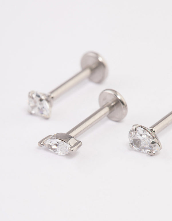 Surgical Steel Cubic Zirconia Classic Flat Back Pack