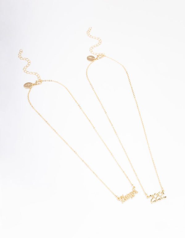 Gold Plated Angel Number '222' Layered Necklace