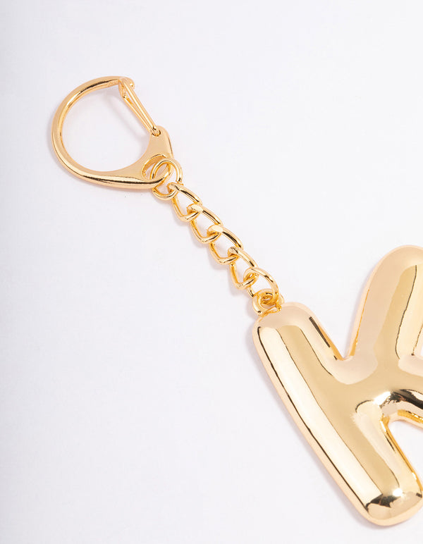 Gold Plated Letter 'K' Initial Key Ring