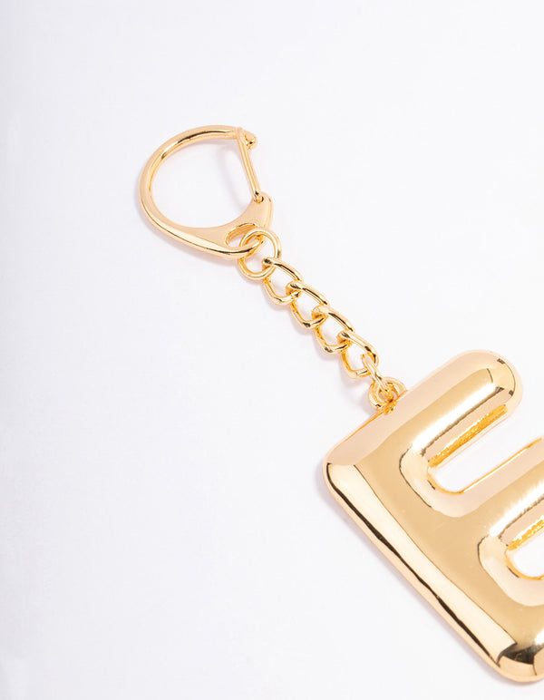 Gold Plated Letter E Key Chain