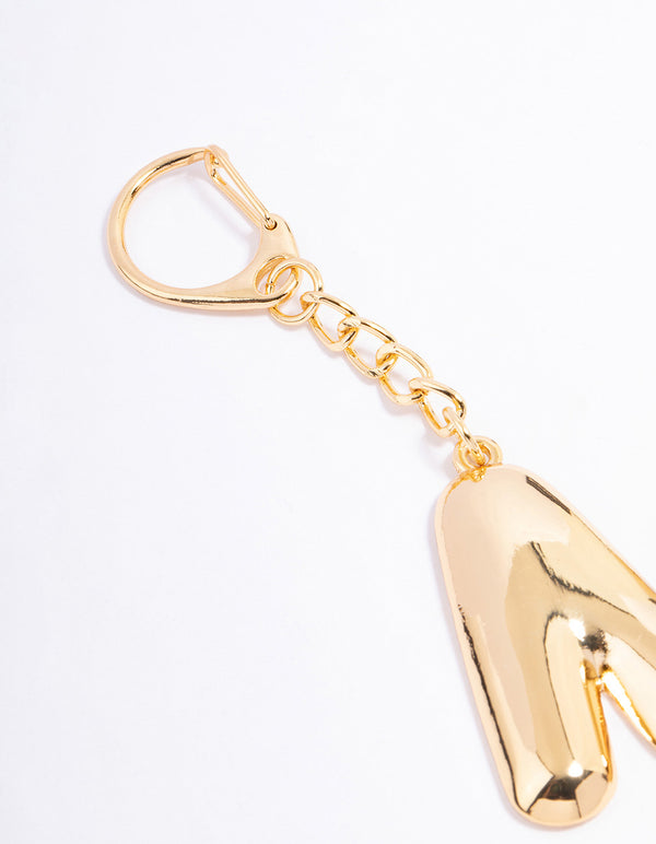 Gold Plated Letter 'M' Initial Key Ring