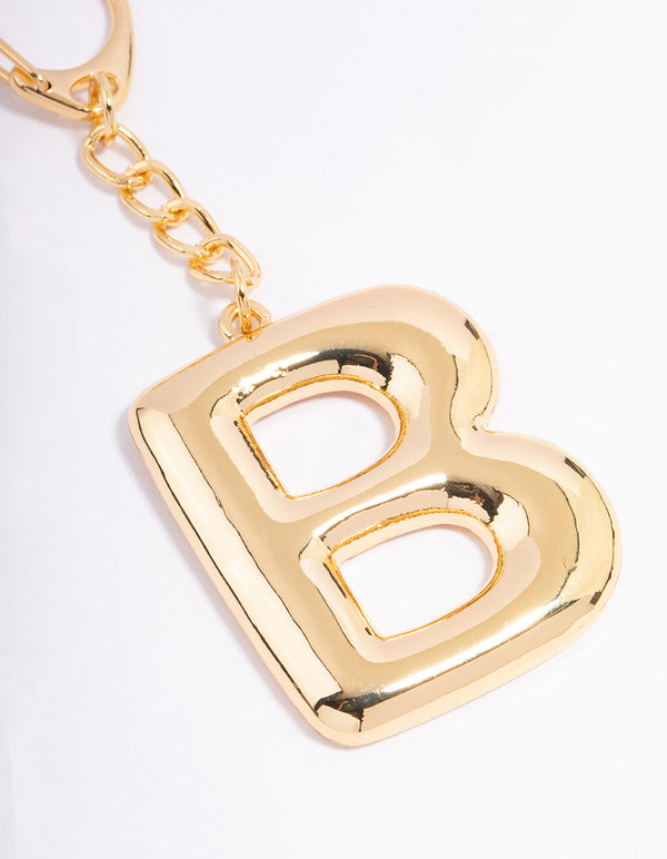 Gold Plated Letter 'B' Initial Key Ring