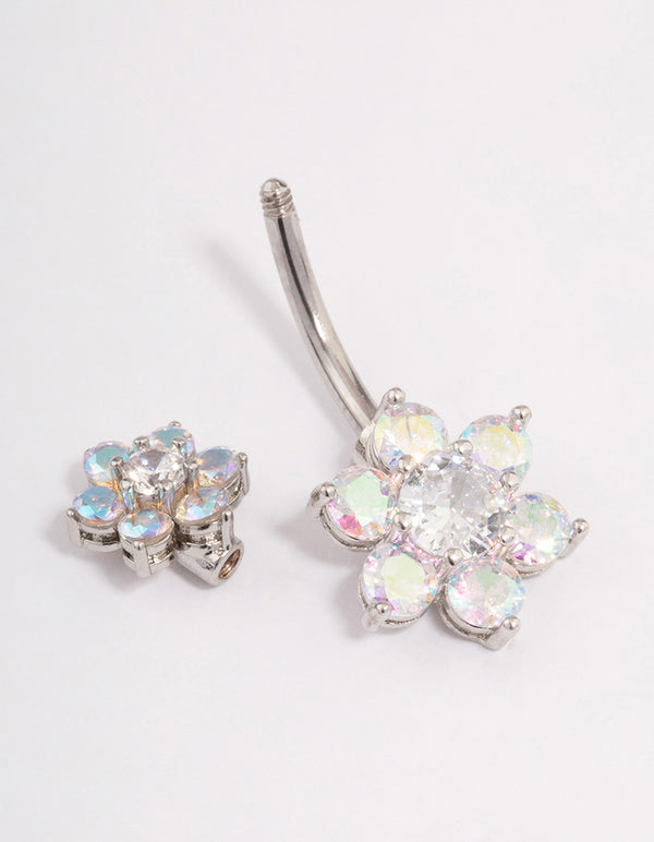 Surgical Steel Double Daisy Belly Ring