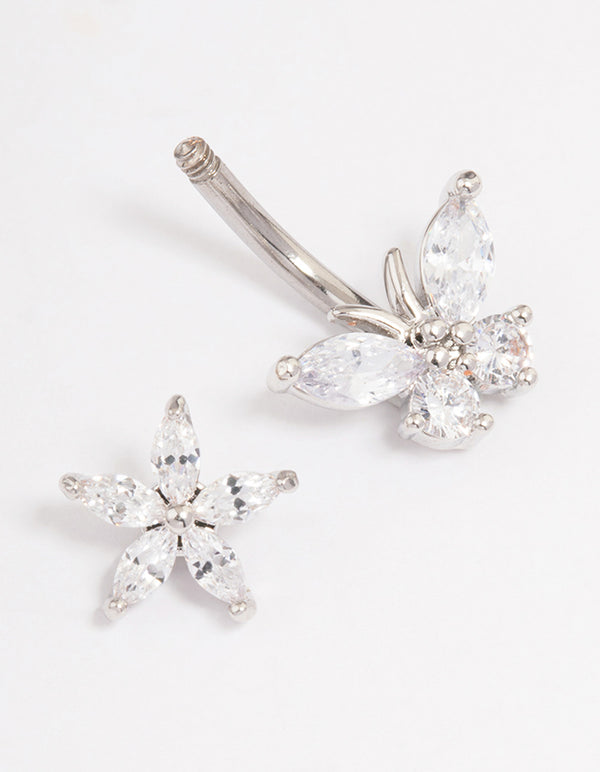 Surgical Steel Flower & Butterfly Belly Ring