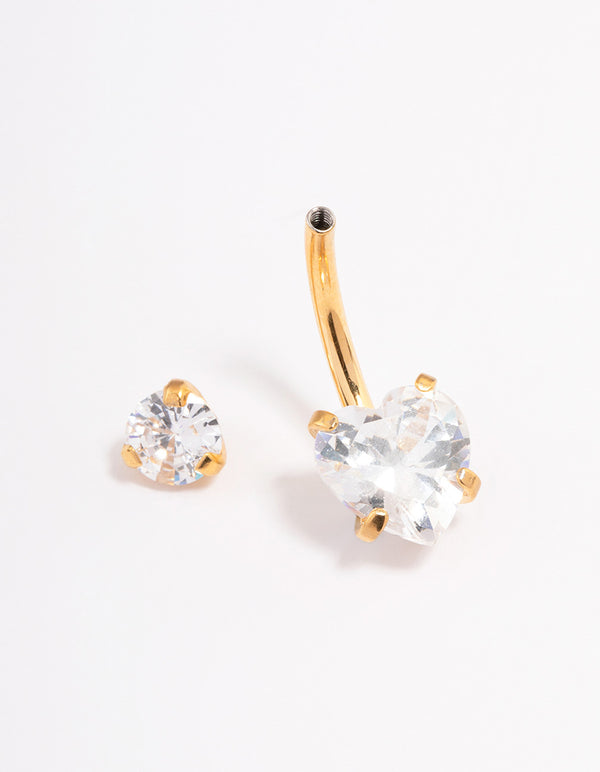 Gold Plated Surgical Steel Love Heart Claw Belly Ring