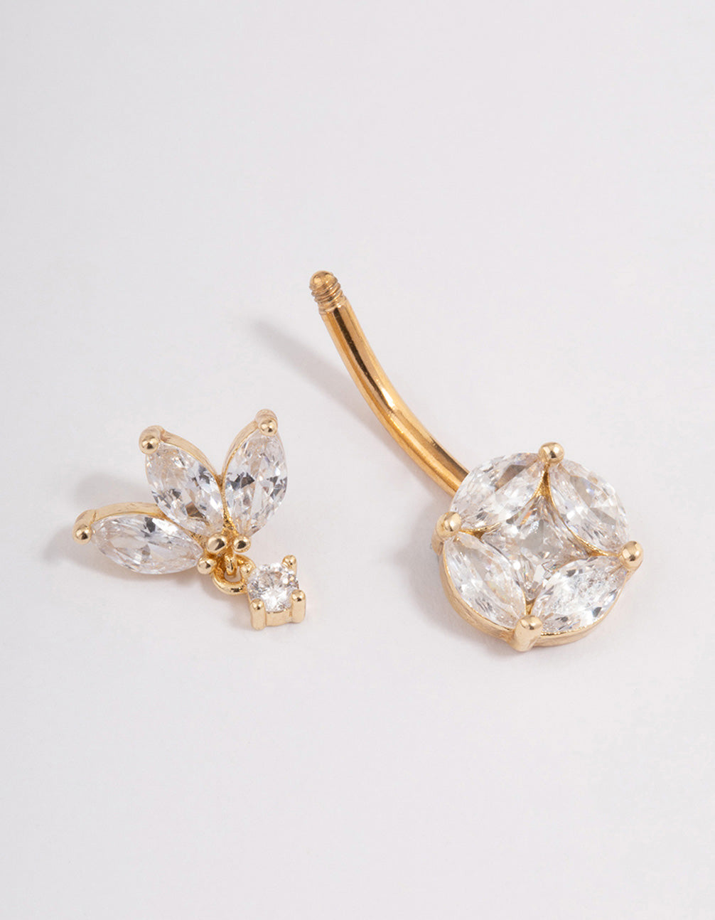 Gold Plated Surgical Steel Cubic Zirconia Triangular Fan Belly Ring