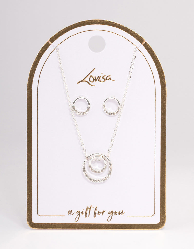 Silver Double Open Circle Jewellery Set Lovisa - Main Image
