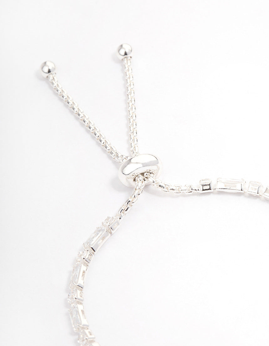 Silver Baguette Stone Toggle Tennis Bracelet
