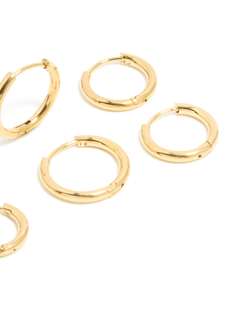 Gold Plated Surgical Steel Thin Classic Hoop Earrings Pack