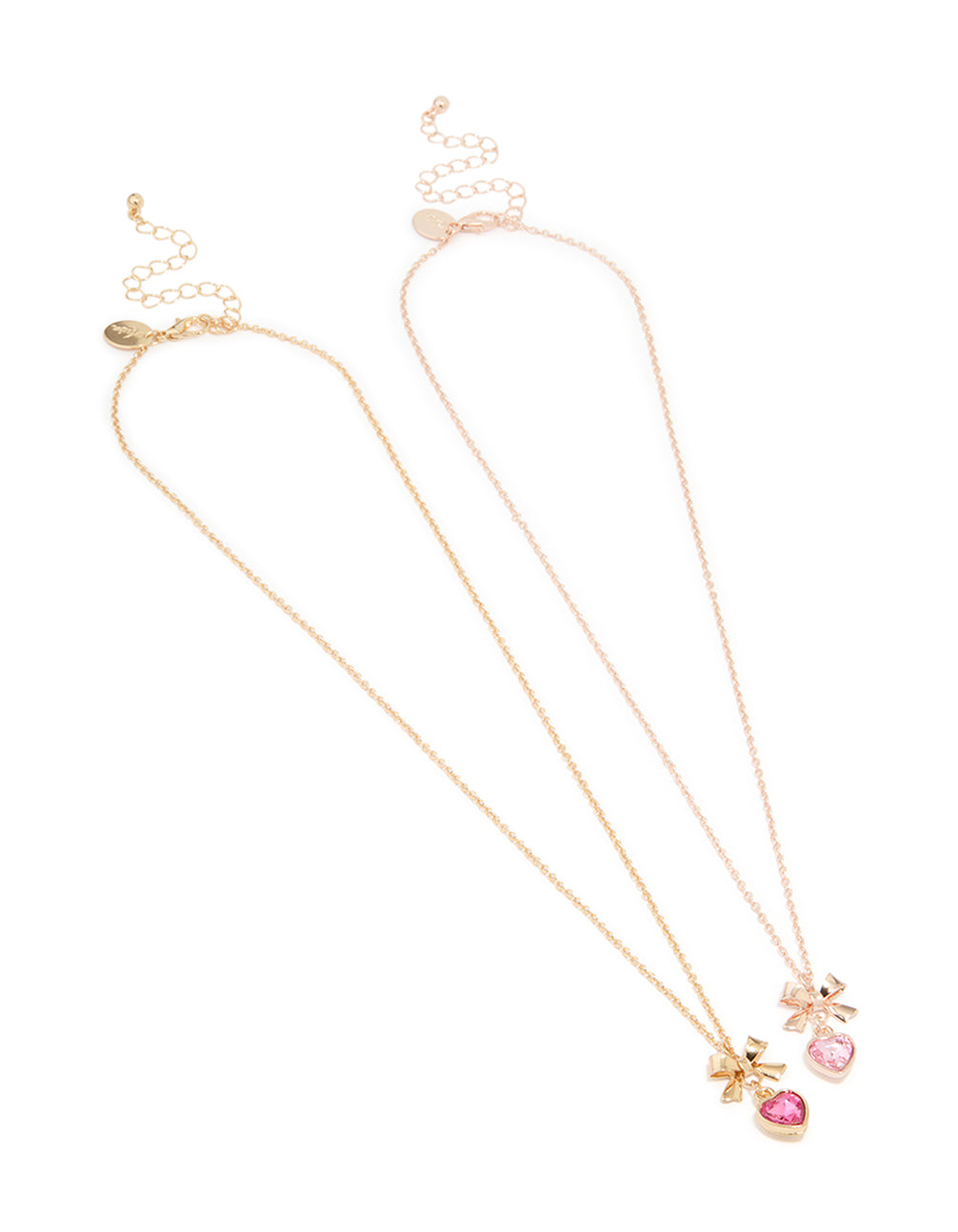 Mixed Metal Heart & Bow Necklace Pack