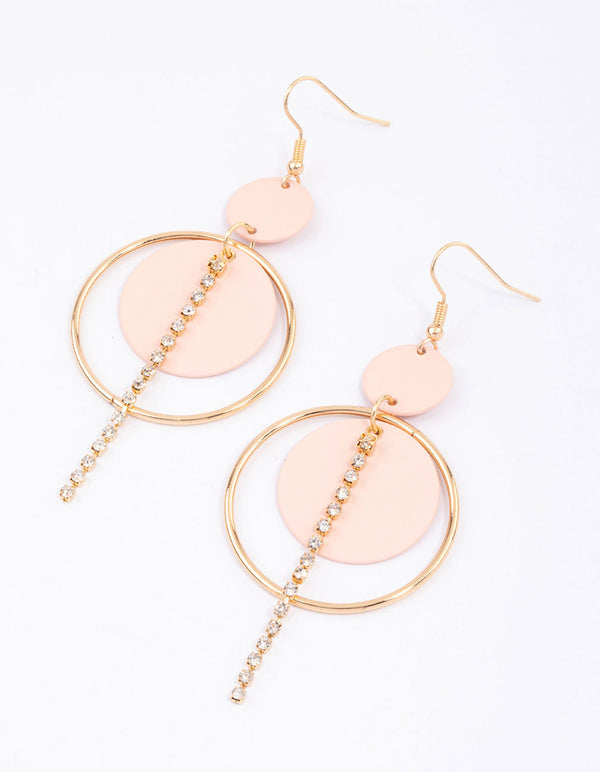 Blush Open Disc Cup Chain Drop Earrings
